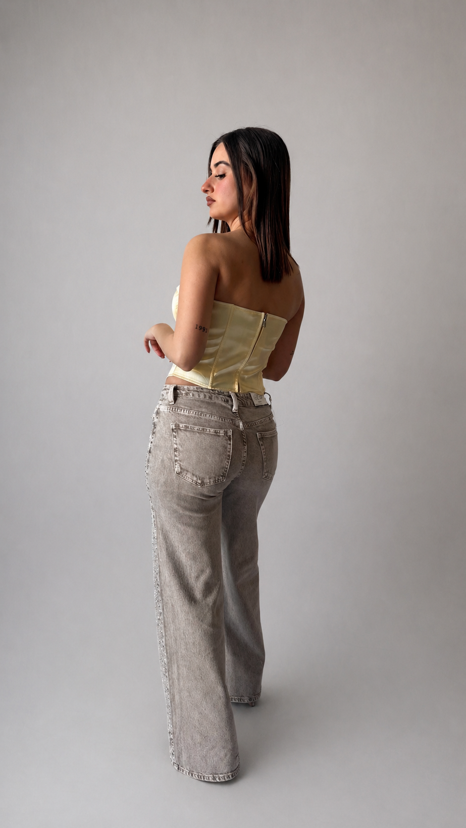 Jeans wide leg beige