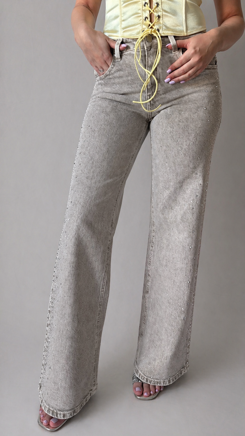 Jeans wide leg beige